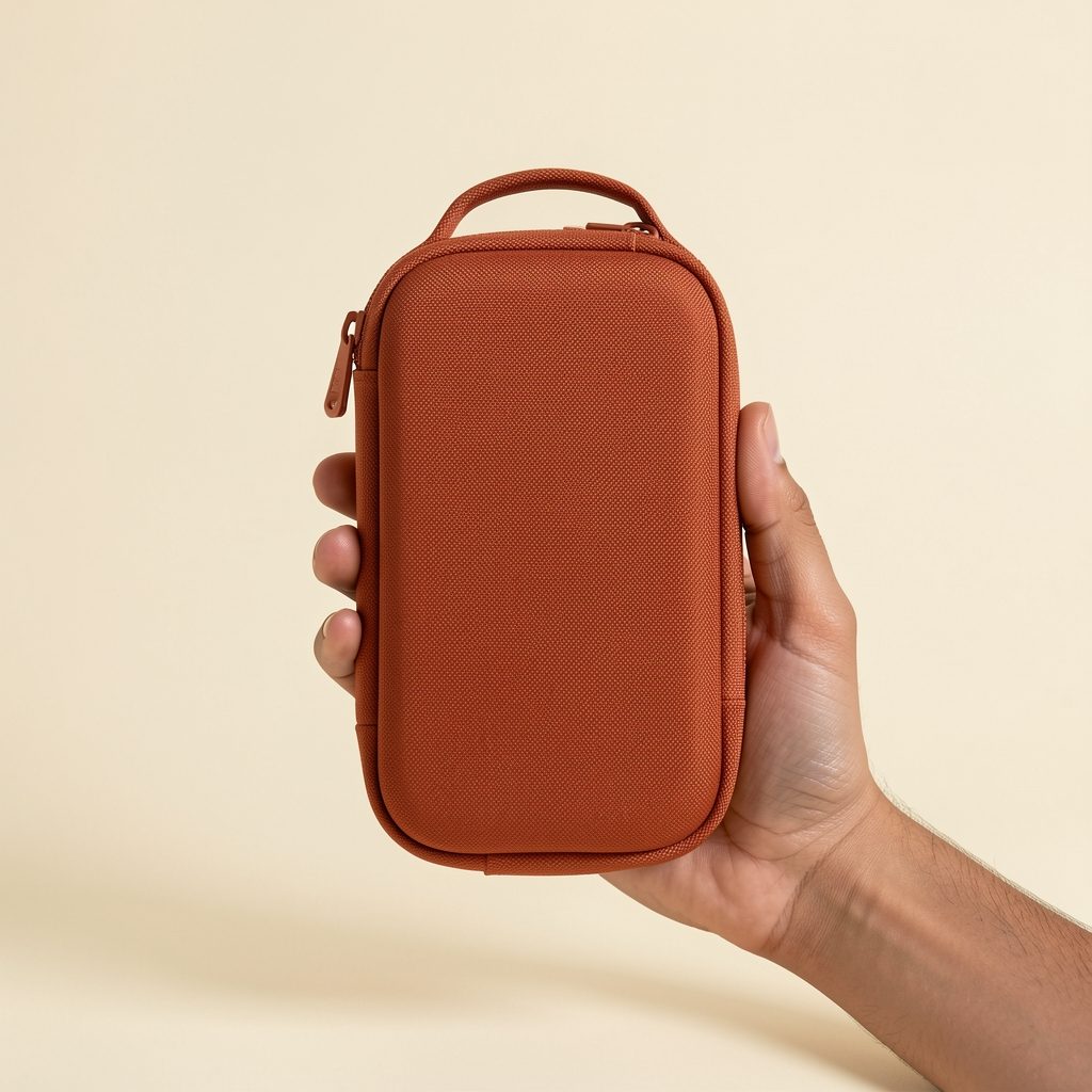 Vacuum Case — worn view, Ember